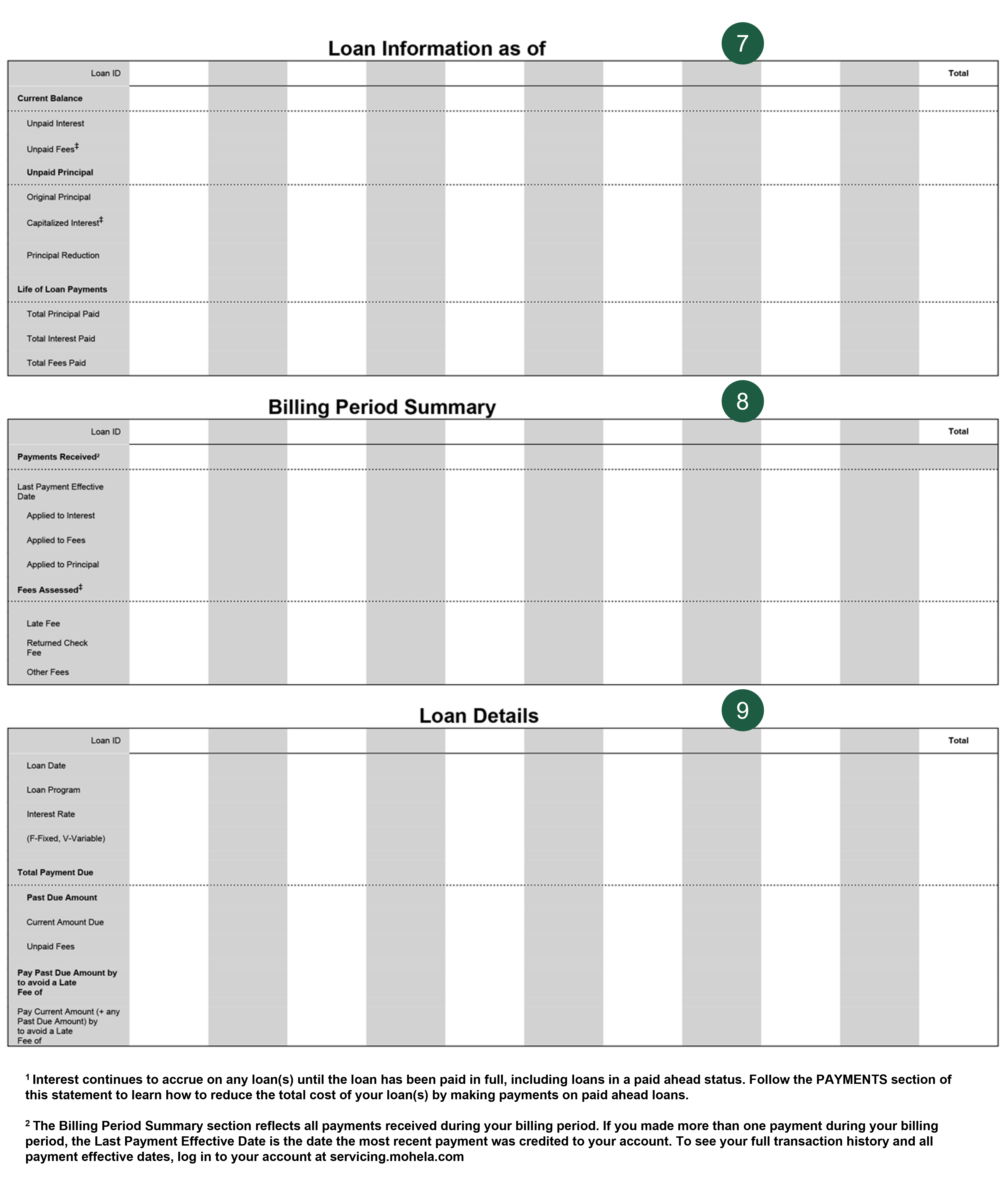 Federal Loan Statement back page